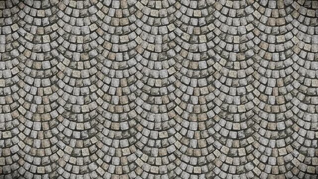 Decorative grey cobblestone pattern creates a rustic seamless loop background.