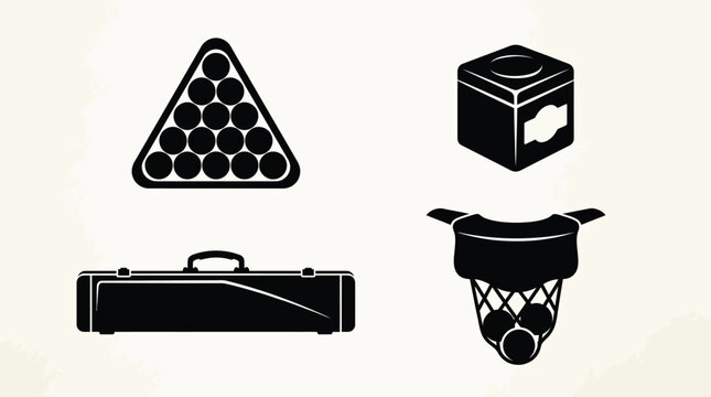 Billiards Equipment Silhouettes On Beige Background pool