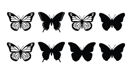 Butterfly Silhouettes And Illustrations On A White Background © Tamim