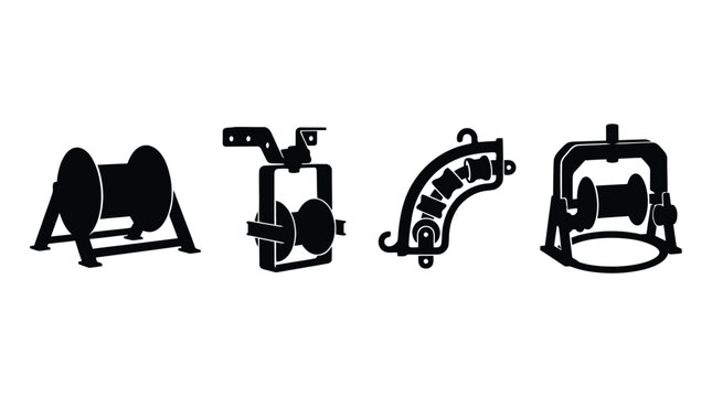Film Camera Silhouettes Black Vector Graphics On White Background