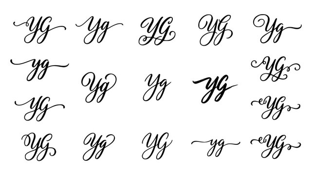 Elegant YG Signature Logo Vector Collection Handwritten Initial Monogram Templates