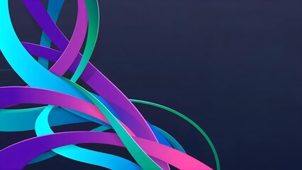 Abstract background with flowing colorful 3d ribbons on dark blue backdrop © Setyo Budi Rahayu
