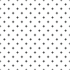 Fototapeta premium Seamless Black Plus Sign Pattern on White Background