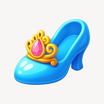 Whimsical blue shoe illustration.