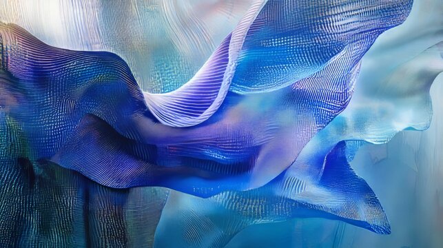 Intricate Digital Tapestry of Azure Hues in Textured Waves