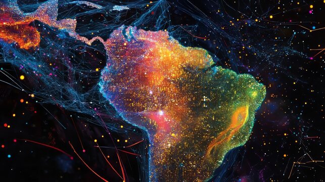 Vibrant Digital Tapestry of Threads in South America Illumination