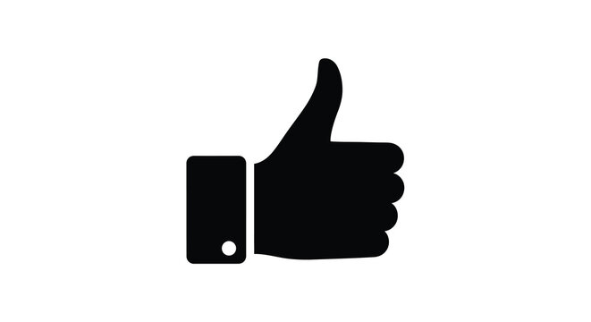 Thumbs up Silhouette Icon On White Background Positive Feedback Gesture