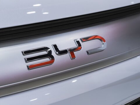 BYD logo sign Electric car Chinese brand EV vehicle business : Bangkok, Thailand Jul, 9 2026