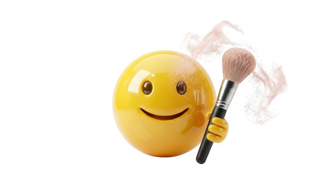 Smiling cartoon character holding a tiny broom and dustpan