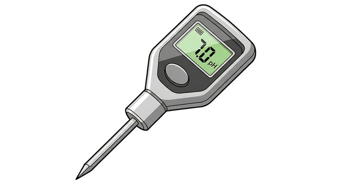 Digital pH meter for water testing. Portable electronic probe for soil and liquid analysis.