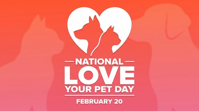 National Love Your Pet Day. February 20. Holiday concept. Template for background, banner, card, poster with text inscription. Vector EPS10 illustration