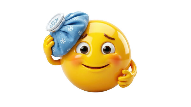 Cheerful cartoon character with a bandage and a blue hair clip smiling brightly