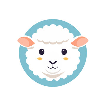 Cute cartoon sheep face vector illustration