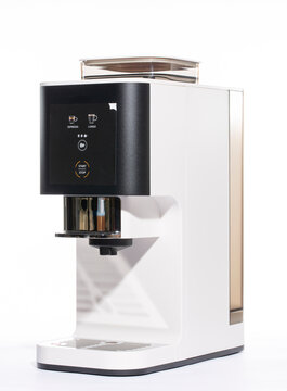 Automatic coffee machine on a white background