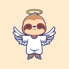 Fototapeta premium Cute Sloth Angel Flying Cartoon 