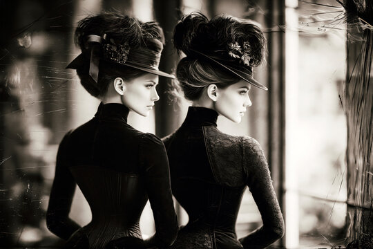 Elegant Victorian Ladies in Antique  Portrait &ndash; AI Generative &ndash; No Real Persons