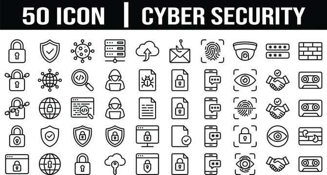 50 Cyber Security Line Icons