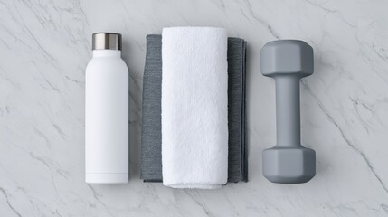 Obraz premium Flatlay of unbranded gym essentials.