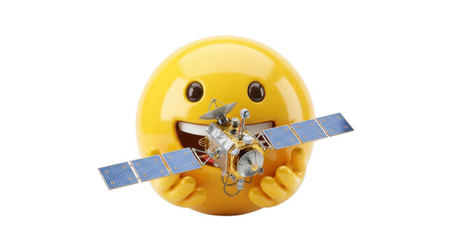 A cheerful emoji character holding a slice of pizza with a smile