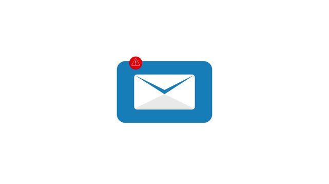 Laptop computer displaying blue email notification icon for digital marketing. Professional business communication technology and nice beautiful office setup. mail notification animated .