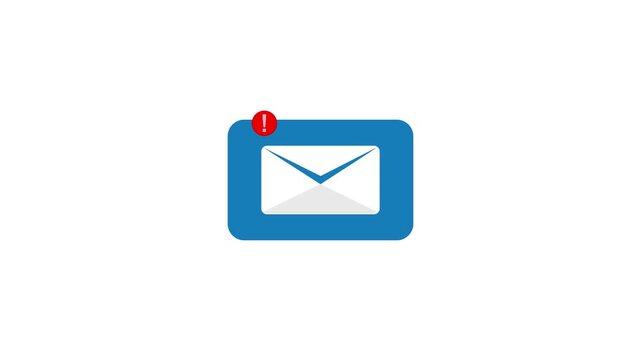 Laptop computer displaying blue email notification icon for digital marketing. Professional business communication technology and nice beautiful office setup. mail notification animated .