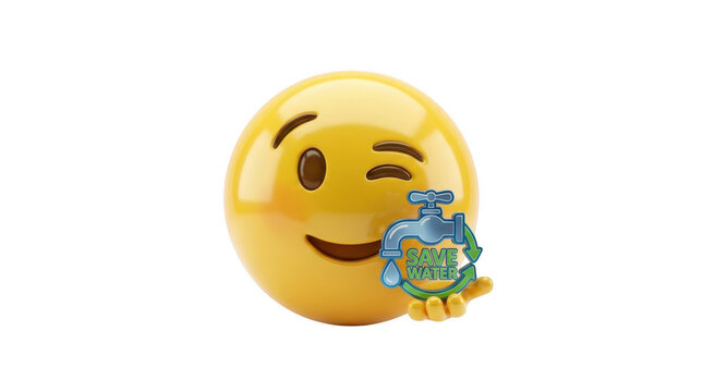 Happy emoji character holding a small gift box with a bow