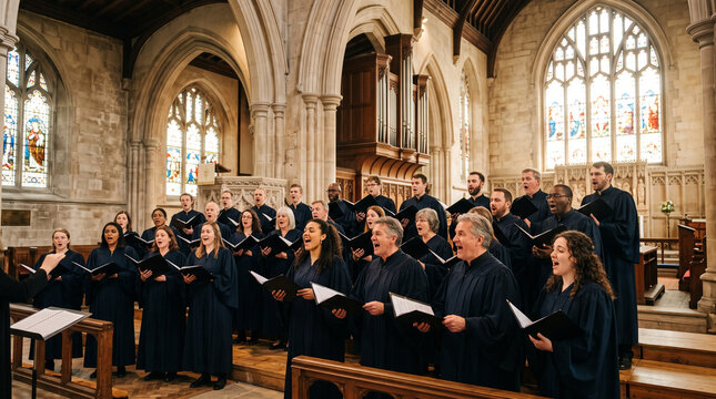 choir singing harmony church interior