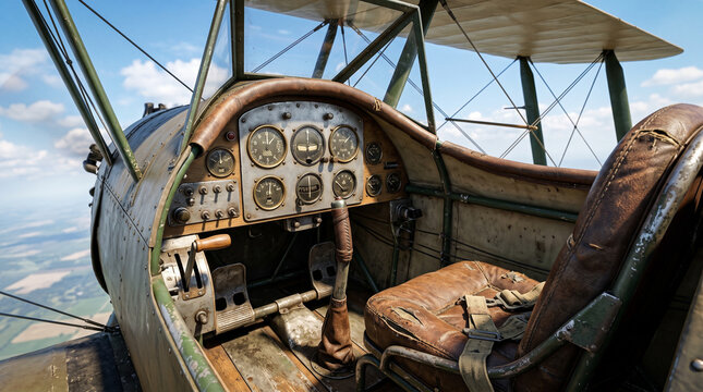 vintage biplane cockpit interior leather