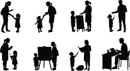 Adult and Child Silhouettes, Parenting, Education, Technology Use, Learning Moments, Communication, Emotional Bond, Guidance