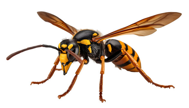 wasp, insect, yellow, black, macro, nature, biology, wild, stinging, wings, bug, predator, predatory, dangerous, entomology, specimen, fauna, isolated, white, wildlife, garden.