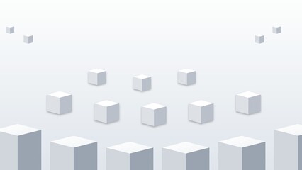 Fototapeta premium Minimalist White Geometric 3D Cubes Abstract Background