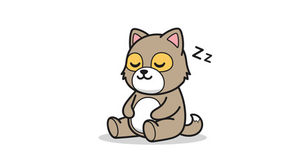 Cute cartoon husky dog sleeping peacefully with closed eyes and snoring. © Norcahyani