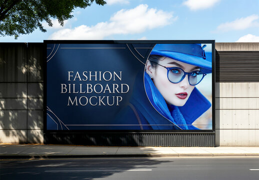 Large Outdoor Billboard Mockup on Concrete Wall by City Street