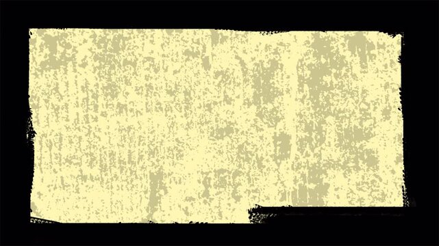 Abstract grunge yellow paper texture with rough edges on black background.
