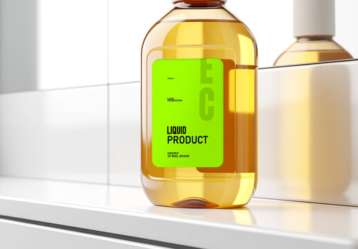 Liquid Bottle Sticker Mockup