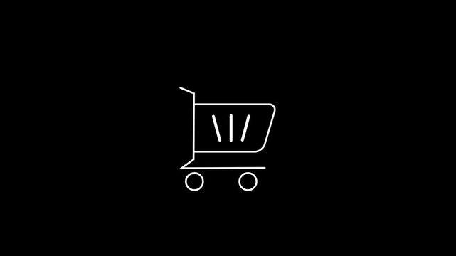 E-Commerce Shopping Trolley Line Art Icon Motion Graphics animation..