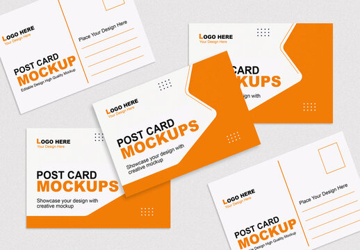 Multiple Postcards Presentation Mockup