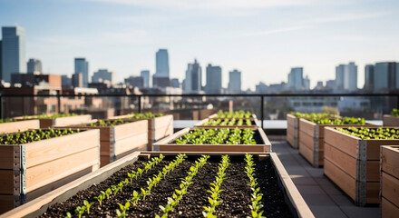 Fototapeta premium Urban Rooftop Garden Seedlings