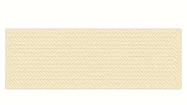 Beige Woven Placemat with Herringbone Pattern and Braided Border Design