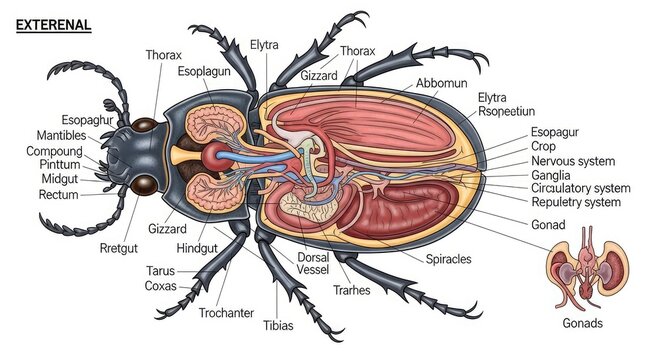 Dissected Insect Anatomy Diagram With Labeled Exoskeleton and Internal Organs.jpg