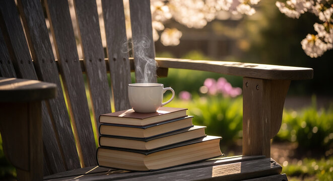 Reading in the garden during spring