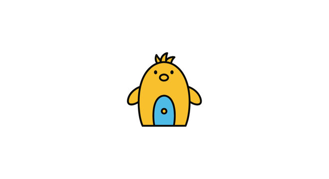 Stylized yellow penguin character with blue belly and simple shape