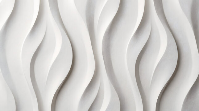 Abstract parametric wave pattern background featuring smooth 3D curved louvers on an off-white backdrop with realistic soft shadows