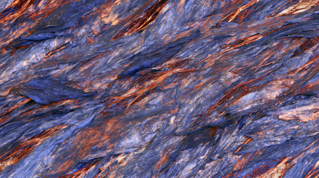 Abstract Blue and Copper Metallic Fiber Texture Background