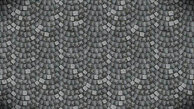 Rustic grey cobblestone pattern forms an infinite loop texture background.