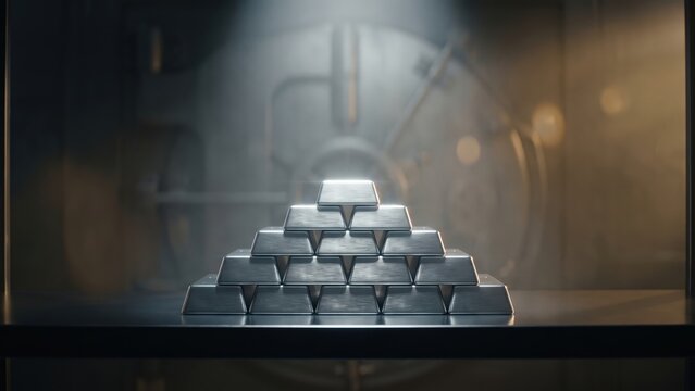 Platinum Bars in Vault - Premium Precious Metal Investment Background.