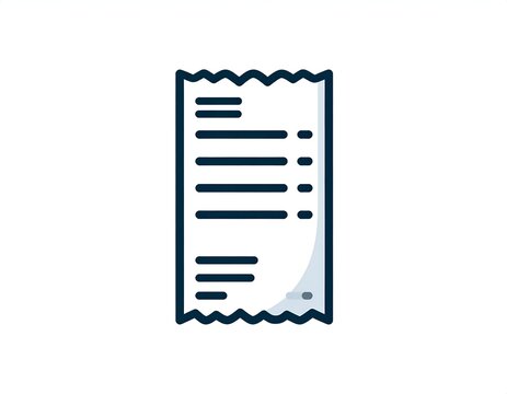 Vector icon of a shopping receipt or bill with paper edge design on white
