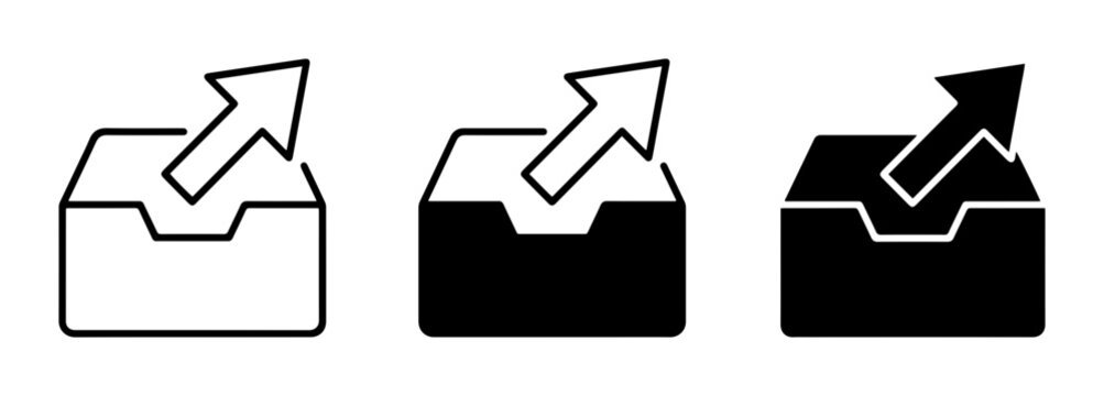 Export Icon Set, Outgoing Arrow Box Graphics, Upload Symbol Vector