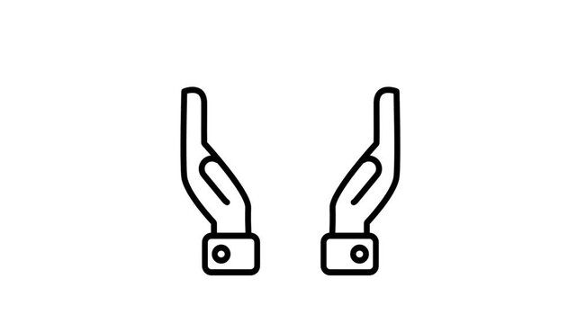 Line icon of two robotic mechanical hands facing each other representing automation robotics artificial intelligence and modern machine assisted labor