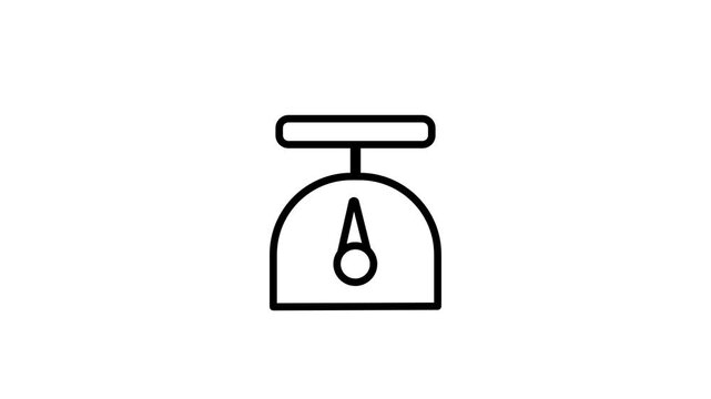 Line icon of a weighing scale representing balance measurement comparison and careful evaluation of weight value or fairness in business and life